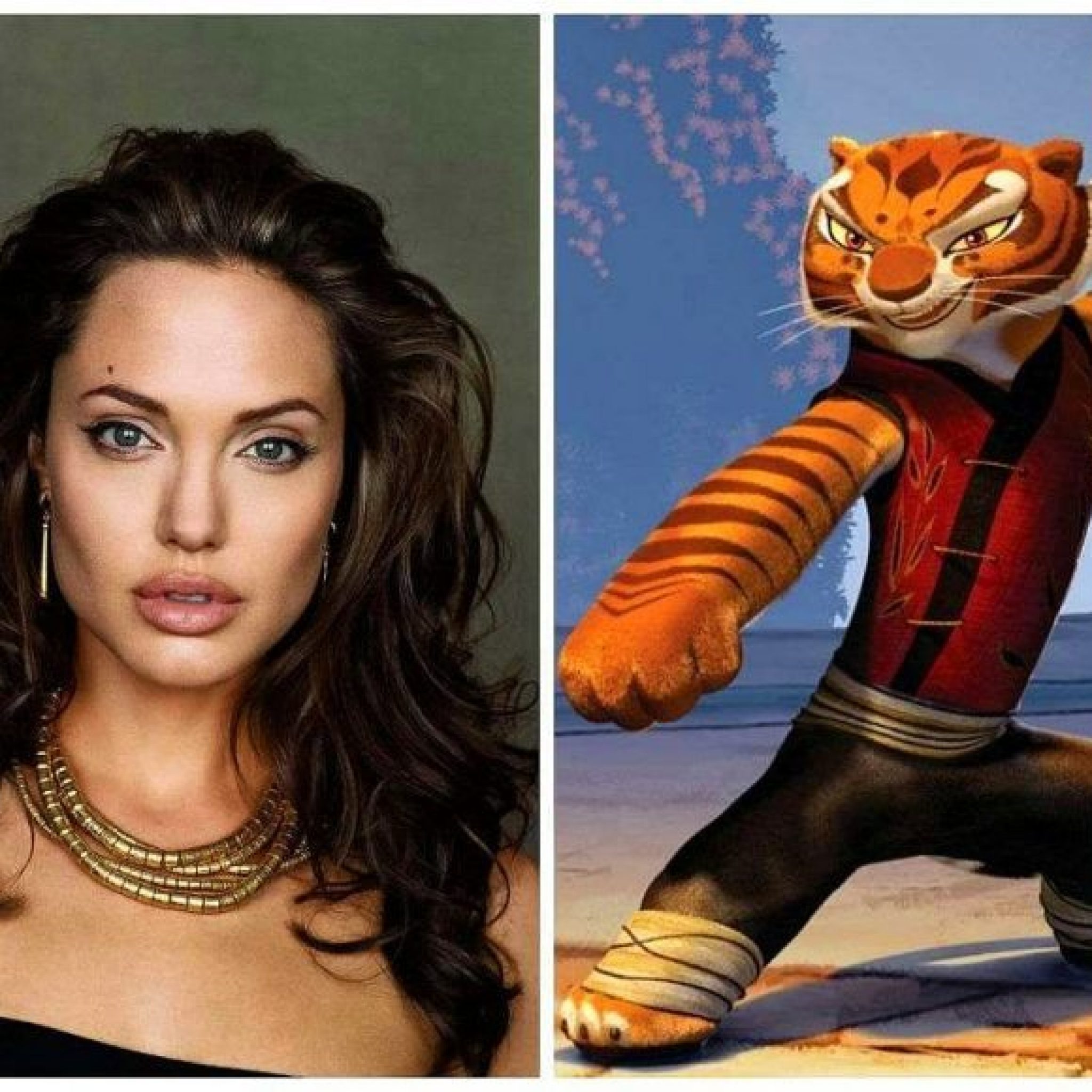 Кто озвучивает хамелеона в кунг. Анджелина Джоли мастер тигрица. Анджелина Джоли кунг фу Панда. Кунфу Панда Анджелина Джоли озвучивала. Кого озвучивала Анджелина Джоли в мультиках.